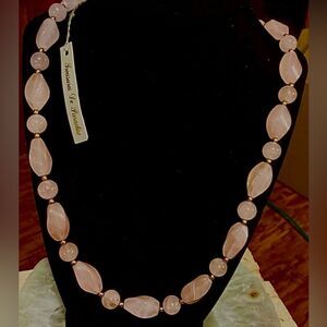 VTG Rose Quartz Gemstone Necklace New With Tags Saks  Fifth Avenue 85 grams Rare